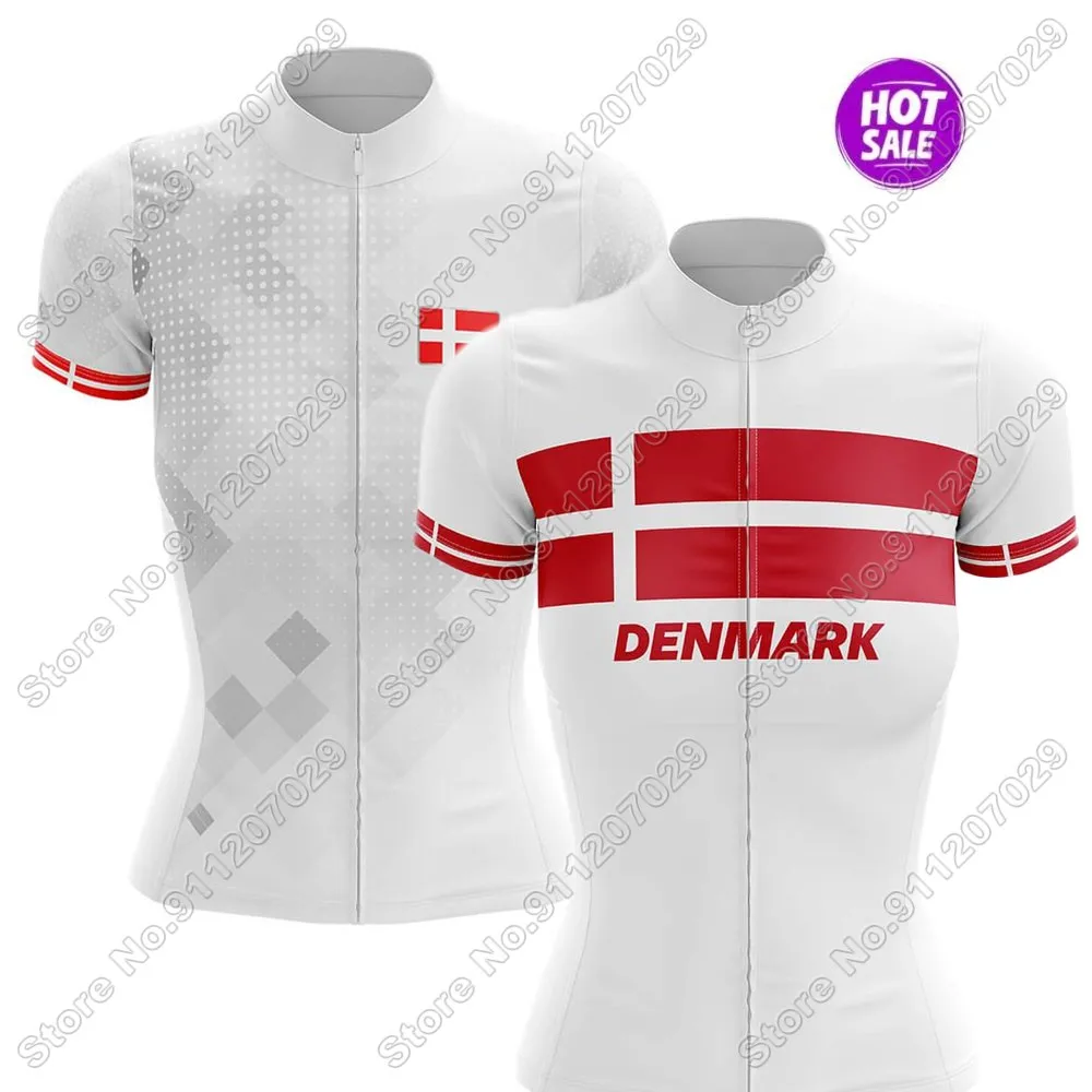 Дания женские 2021 Велоспорт Джерси с коротким рукавом США летняя велосипедная