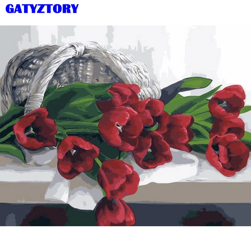 GATYZTORY DIY Краска в раме по номерам ручная краска ed масляная Красные вентиляторы