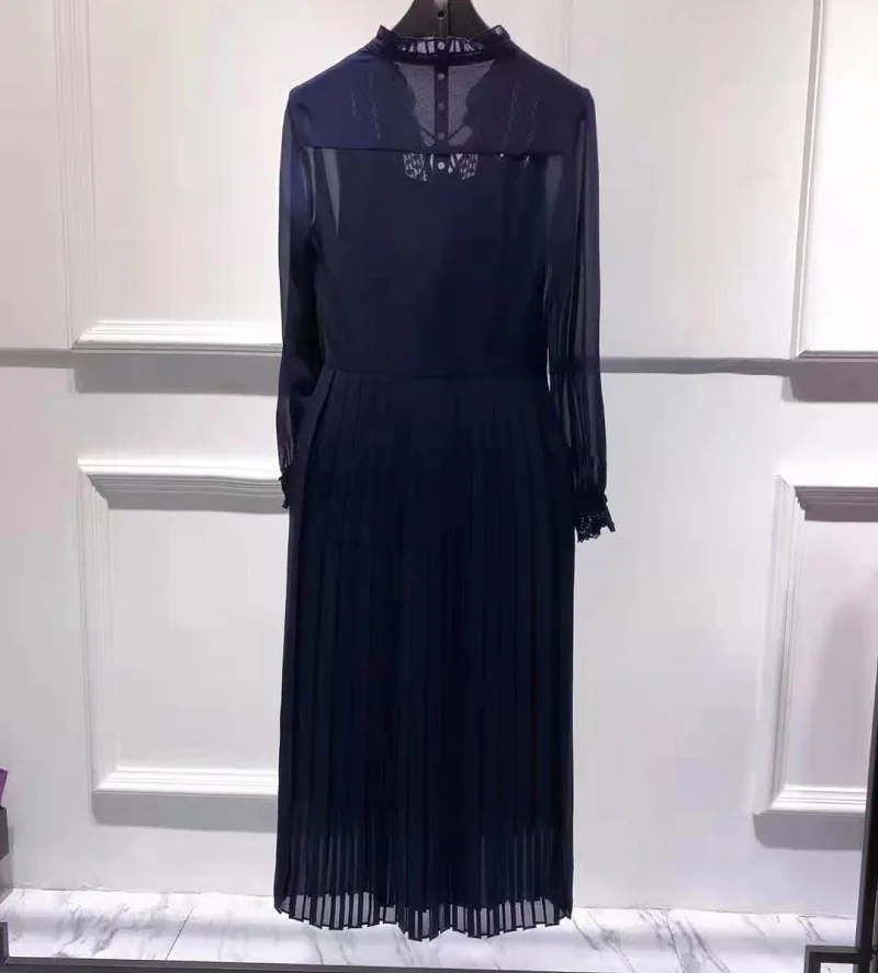 

Dress Vestidos XXL De Festa 2021 Spring Summer Party Events Women Cross String Deco Lace Embroidery Long Sleeve Pleated Dress