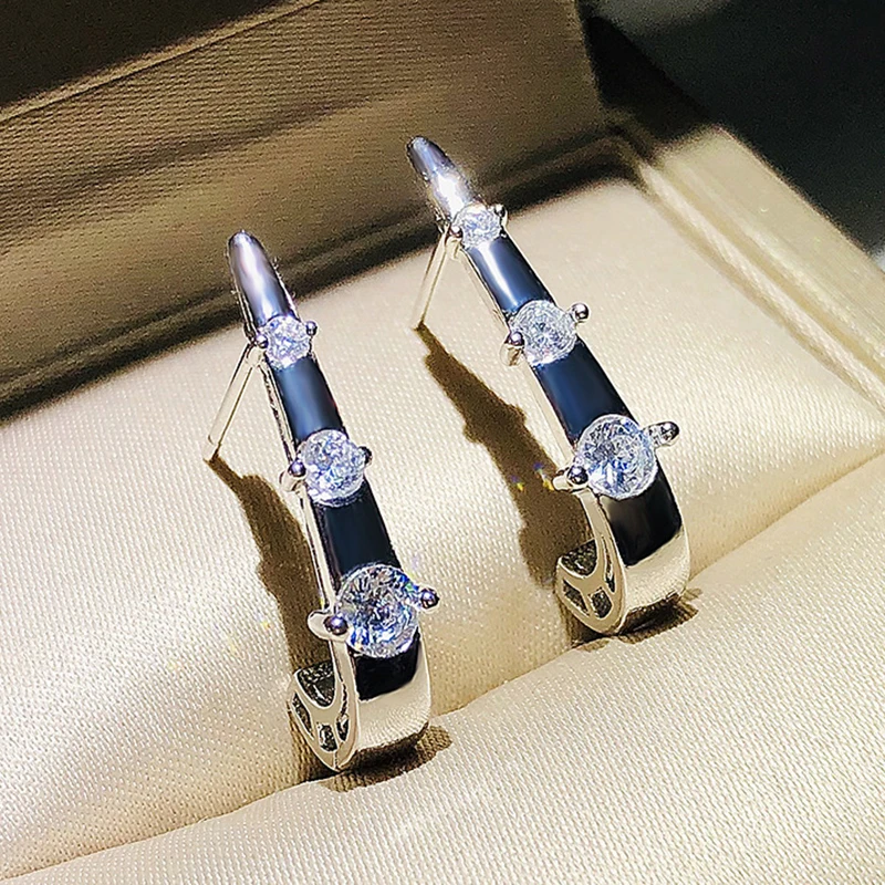 Модные бамбуковая треугольники серьги-гвоздики для женщин темперамент Циркон