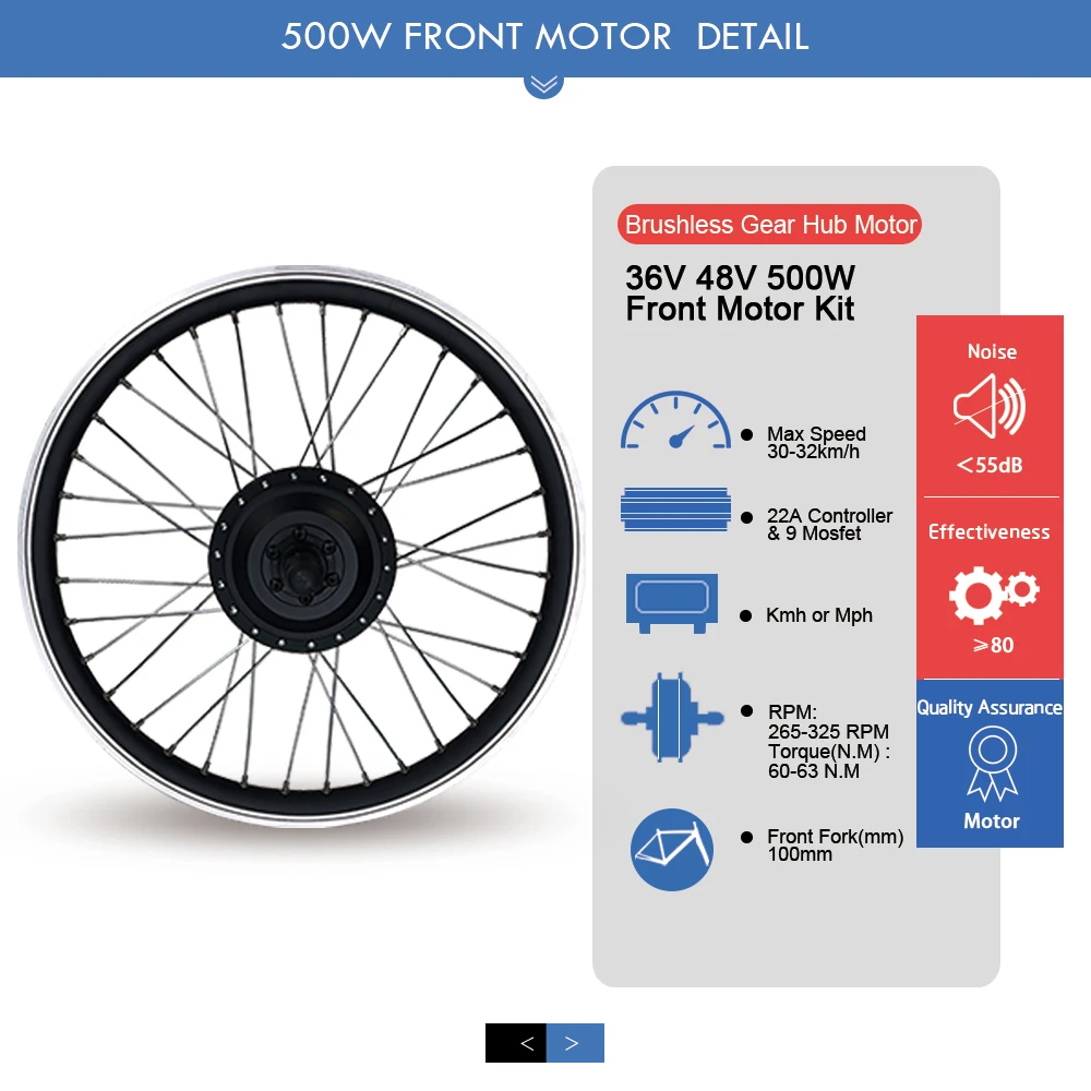 Verkaufen Elektrische Bike Conversion Kit 20 24 26 27,5 28 29 Zoll 700C Motor Rad 36V48V 500W Vorderrad Hub Motor Für Ebike Motor Kit