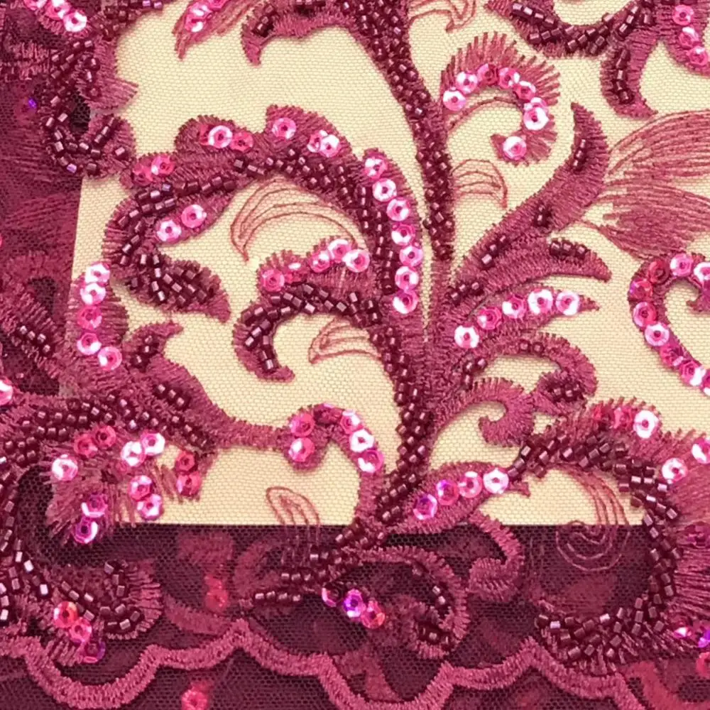 

Luxury Handmade Pearls Lace Fabrics Top Quality 5yards Nigerian Lace Fabric 2020 Heavy Beaded Lace Fabric TS9187