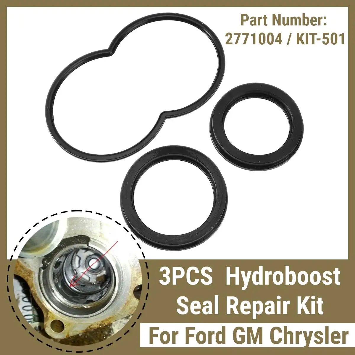 

3 Piece Hydroboost Repair Kit Chevy GMC Ford GM Dodge Seal Kit Hydro-Boost Leak 2771004 KIT-501