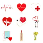 Сердце ЭКГ термометр сплав брошь противоэпидемических Медицинский Брошь коллекция принтом Медсестры Брошь унисекс Pin-код