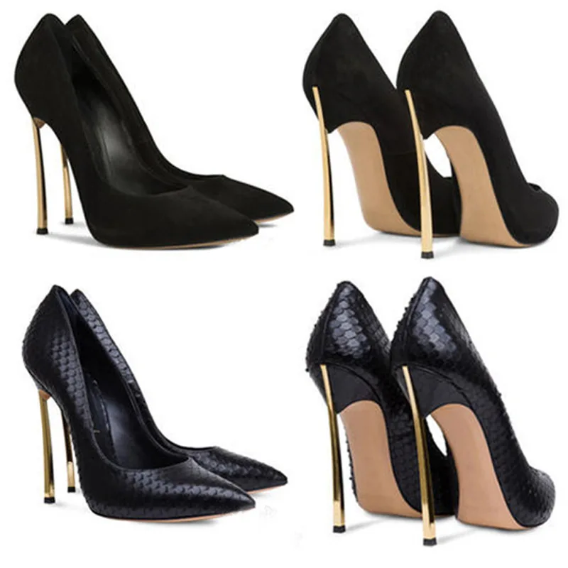 Туфли-лодочки женские на тонком высоком каблуке с острым носком 2-C-PU-1 | Обувь