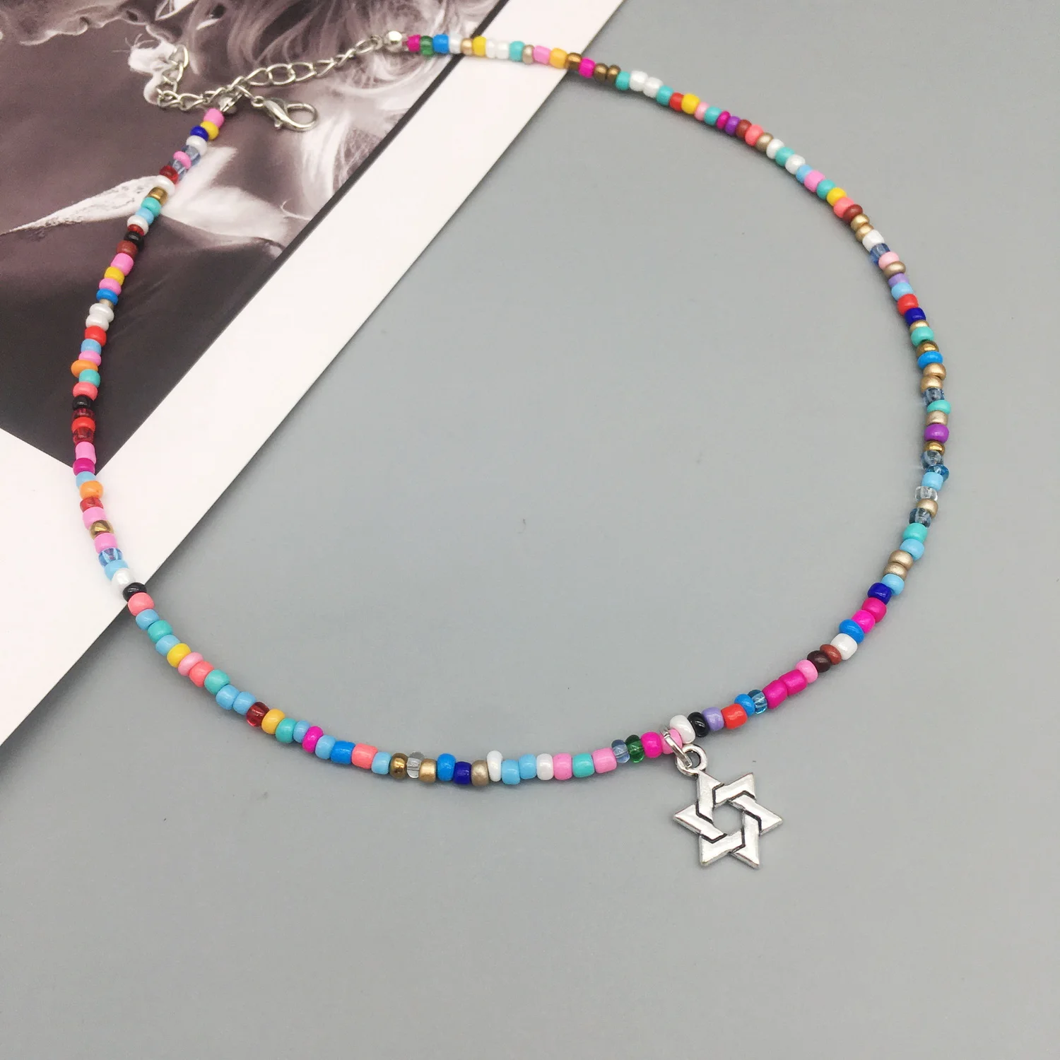 Женское ожерелье с подвеской в виде креста и звезды | Украшения аксессуары
