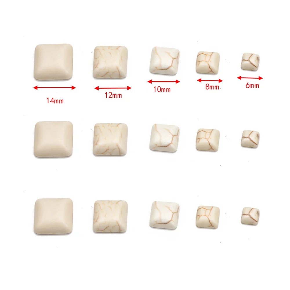 Бусины MEIBEADS 10 шт./лот в форме квадрата белые бусины Howlite с плоским основанием из