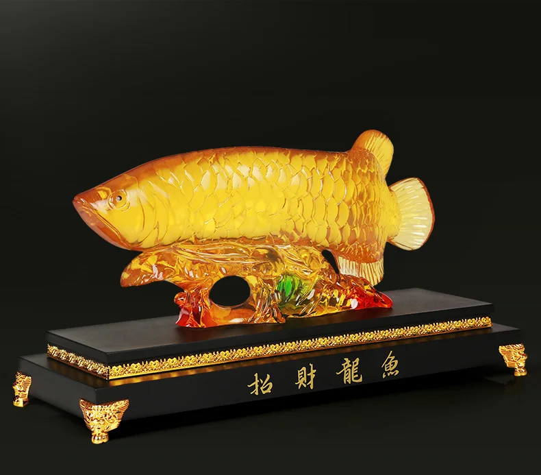 Статуэтка фэн-шуй Золотая рыбка AROWANA золотой дракон Денежный бизнес удача 2020 | Дом