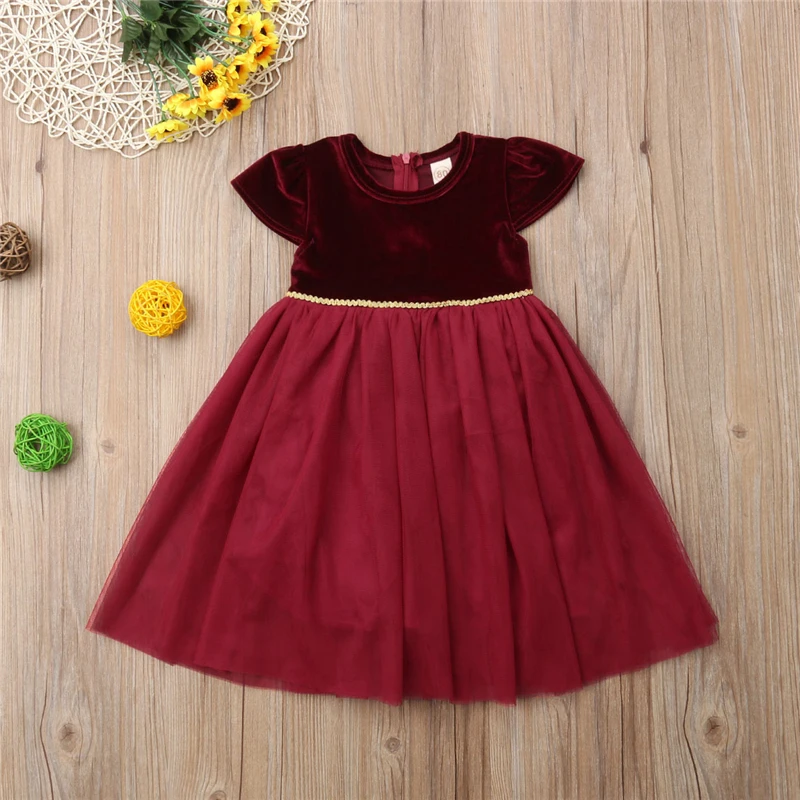 

1-5T Christmas Kids Clothing Baby Girl Princess Dress Flower Elegant XMAS Party Wedding Bridesmaid Dress Cute Formal Vestidos