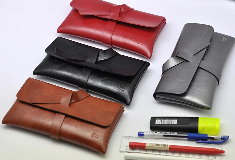 Multi-functional Crazy Horse Leather Stationery Bag Pencil Bag Pen Case Multiple Pen Bag Stationery Case