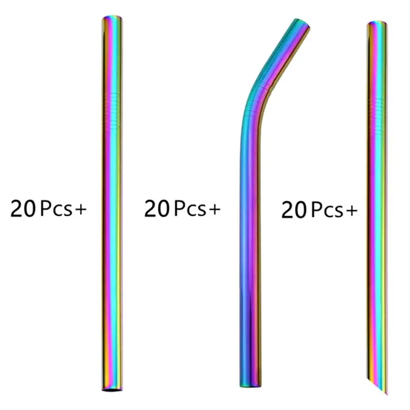 60 шт. 12 мм Питьевая соломинка многоразовая металлическая фотоблестящая