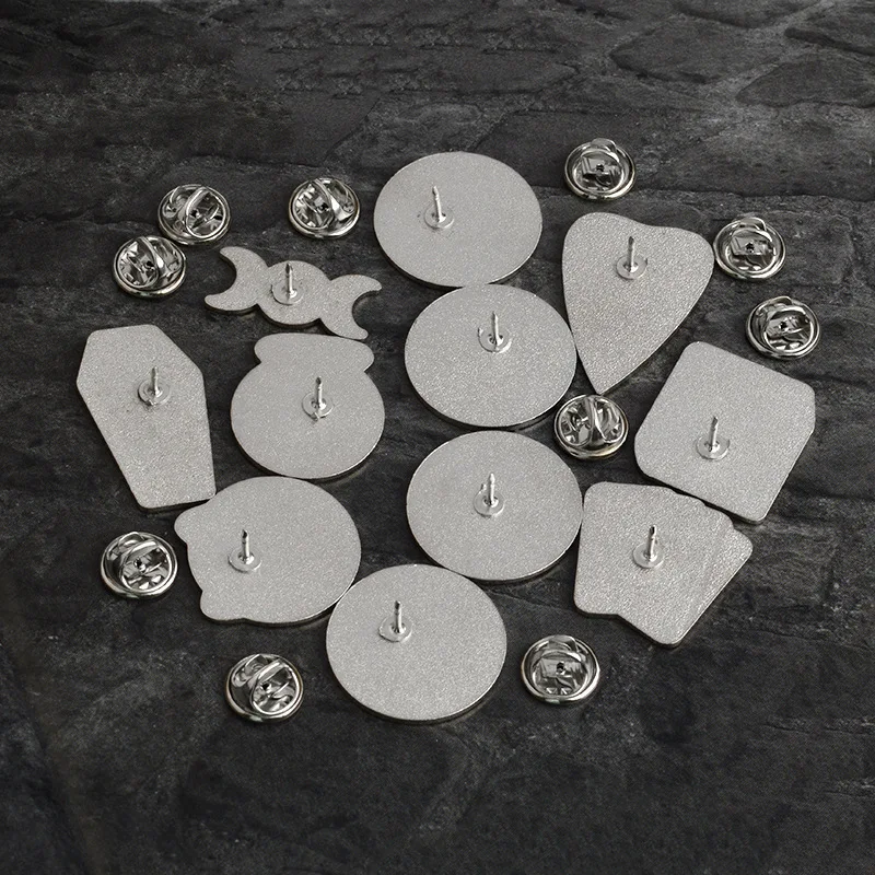 Новая модная черная брошь в стиле панк с черным котом Круглый пятиконечный