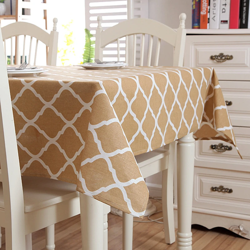

Modern Rectangular Tablecloth Lace Geometry Rhombus Cotton Linen Table cloth Washable Tea Table Fabric for Christmas Banquet