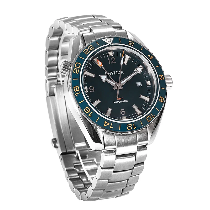 Фото Мужские черные часы 43 5 мм GMT с двойным временем автоматические Sea Ocean Tribute Мужские черные часы 43 5 мм GMT с двойным временем автоматические Sea Ocean Tribute
