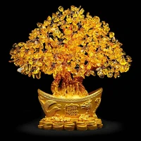 lucky money tree chinese gold ingot crystal fortune tree ornament wealth ornament home office table decoration tabletop crafts