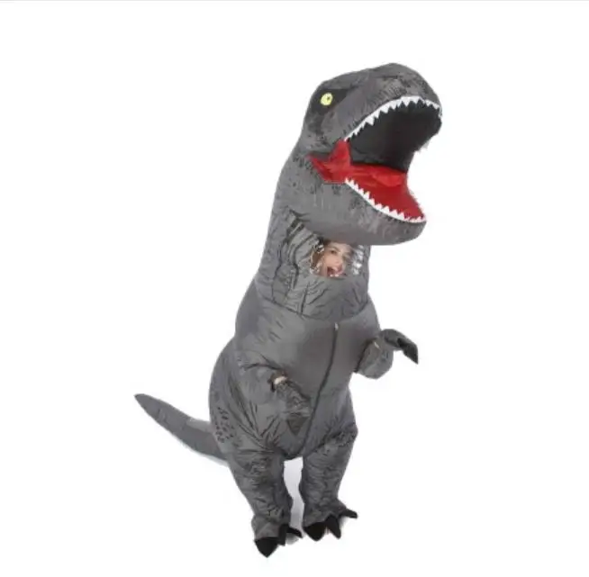 Серый T-REX для взрослых, надувной костюм, Рождественский косплей, динозавр, животный комбинезон, костюм на Хэллоуин для женщин и мужчин, мультяшный талисман - Цвет: Серый