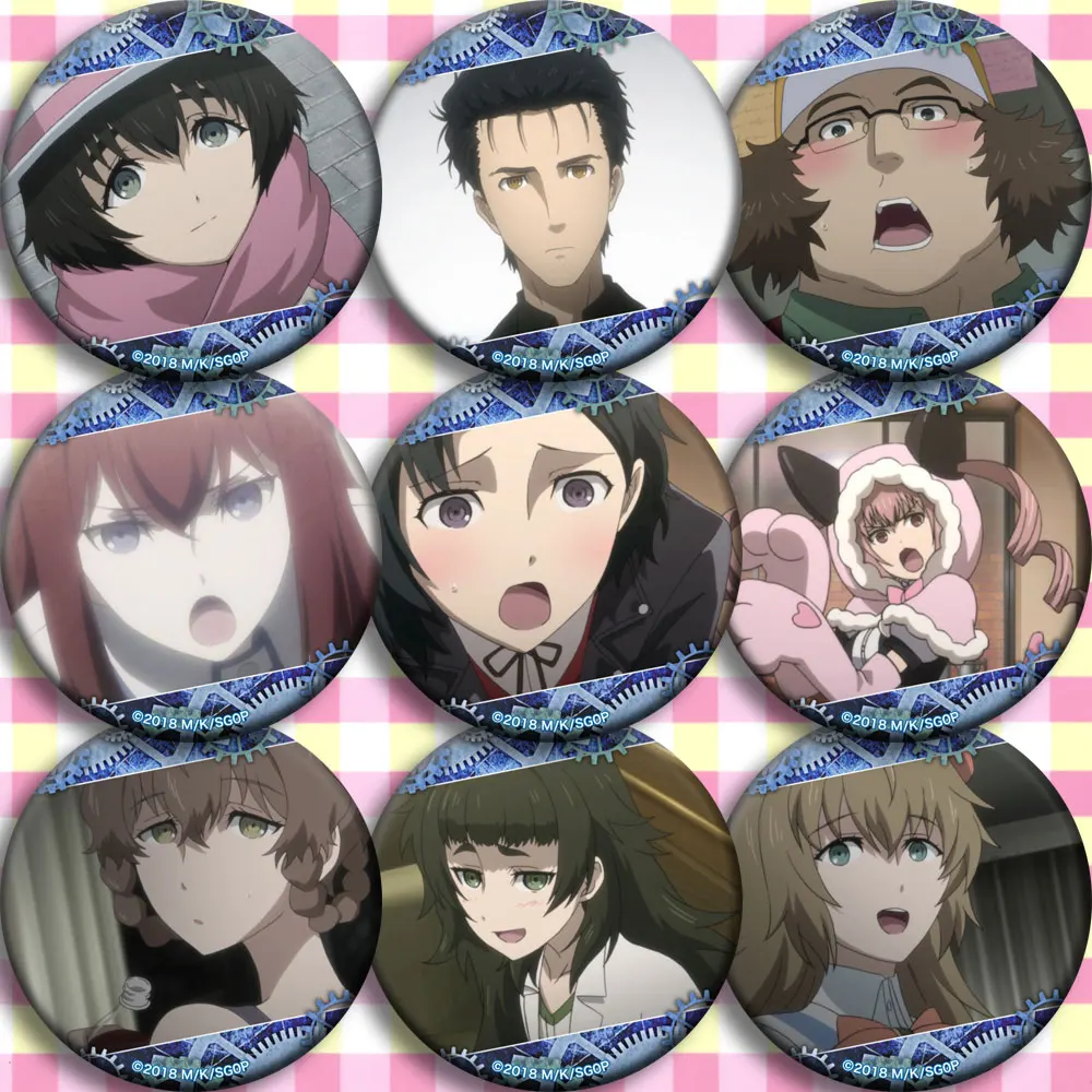 

Brdwn Steins Gate Okabe Rintarou Shiina Mayuri Hashida Itaru Makise Kurisu Shining Finger Urushibara Ruka Cosplay Badge