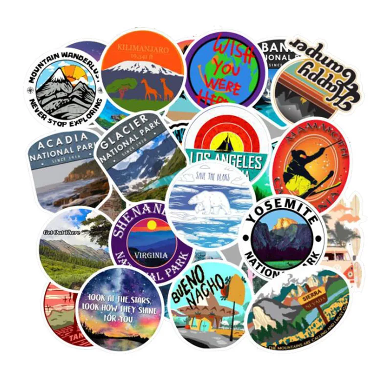 

10/30/50Pcs/set Cartoon Outdoor Travel Waterproof Stickers For DIY Luggage Skateboard Snowboard Laptop Scrapbook Motorcycle