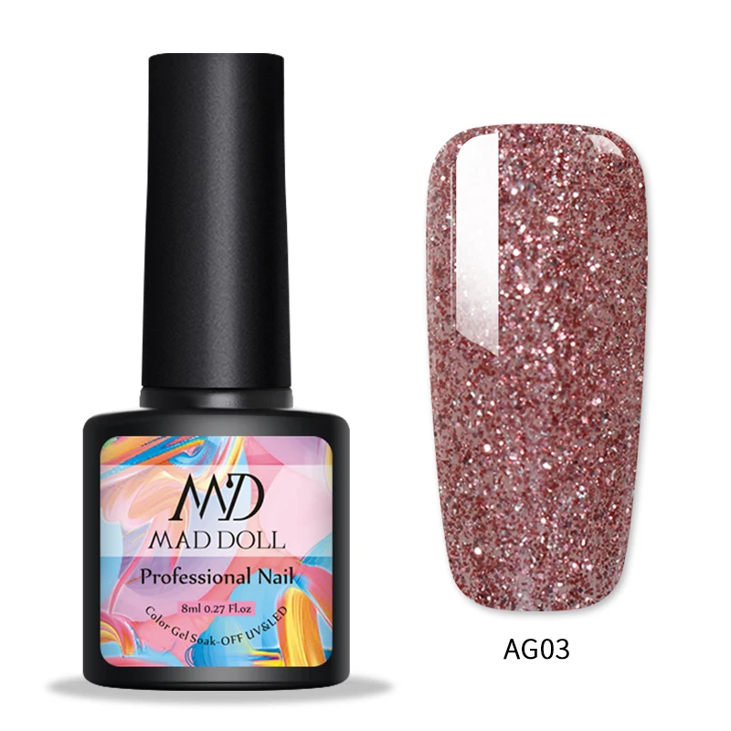 AG03 1 бутылка MAD DOLL Гель-лак для ногтей мерцающий отмачивающийся УФ-Гель-лак желтый осенне-зимняя серия стойкий УФ-Гель-лак для ногтей - Цвет: AG03
