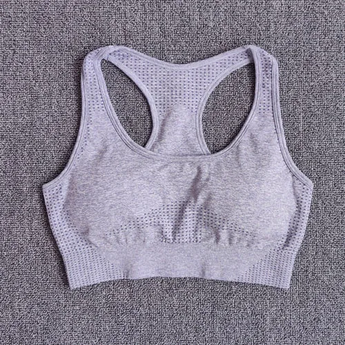 Gray blue bra 2 шт., женские спортивный костюм, бесшовный комплект для йоги, спортивный комплект, высокая талия, леггинсы для бега, спортивные топы для фитнеса, одежда, спортивная одежда - Color: Gray blue bra
