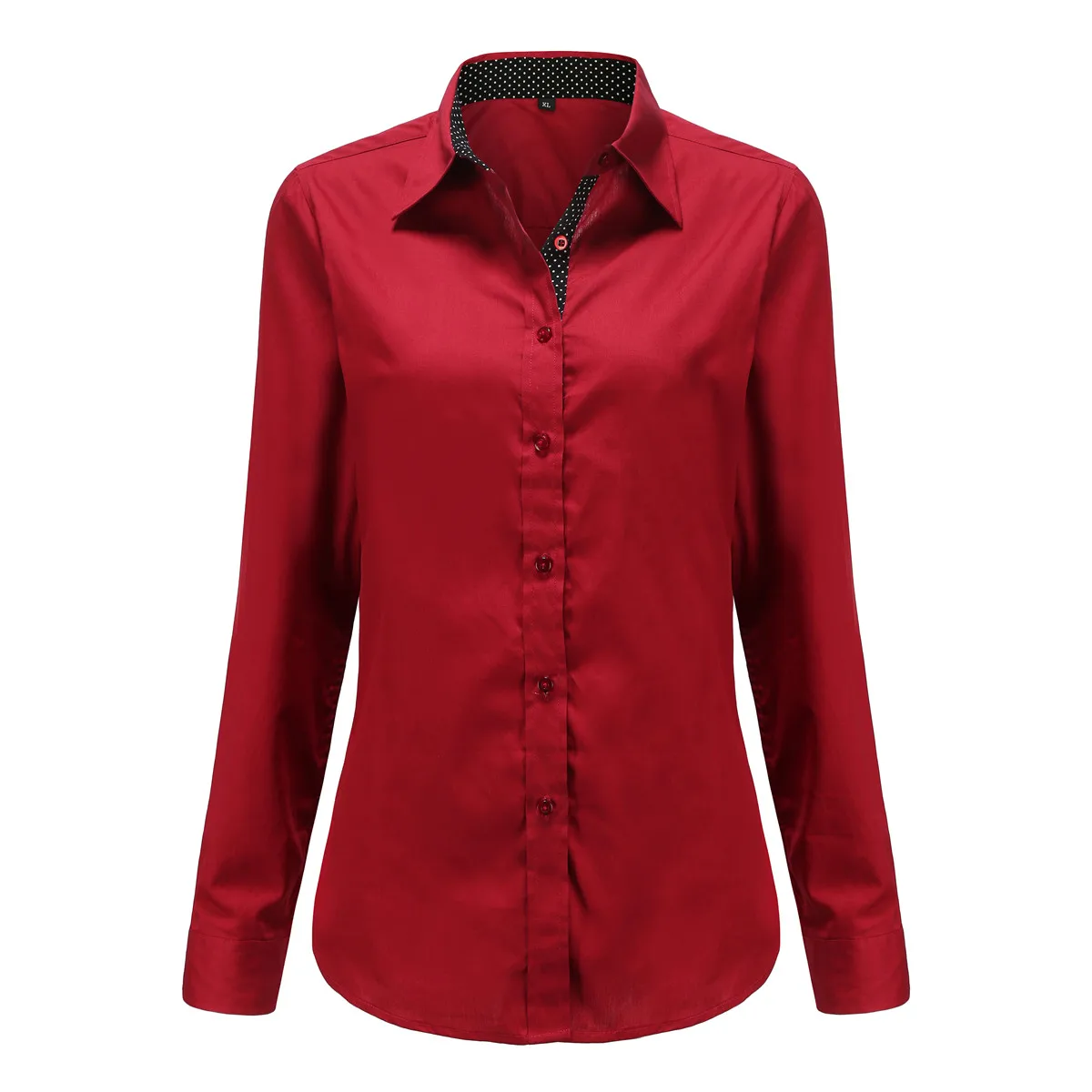 Женские Однотонные блузки Dioufond из ткани Оксфорд мятного цвета с длинным рукавом