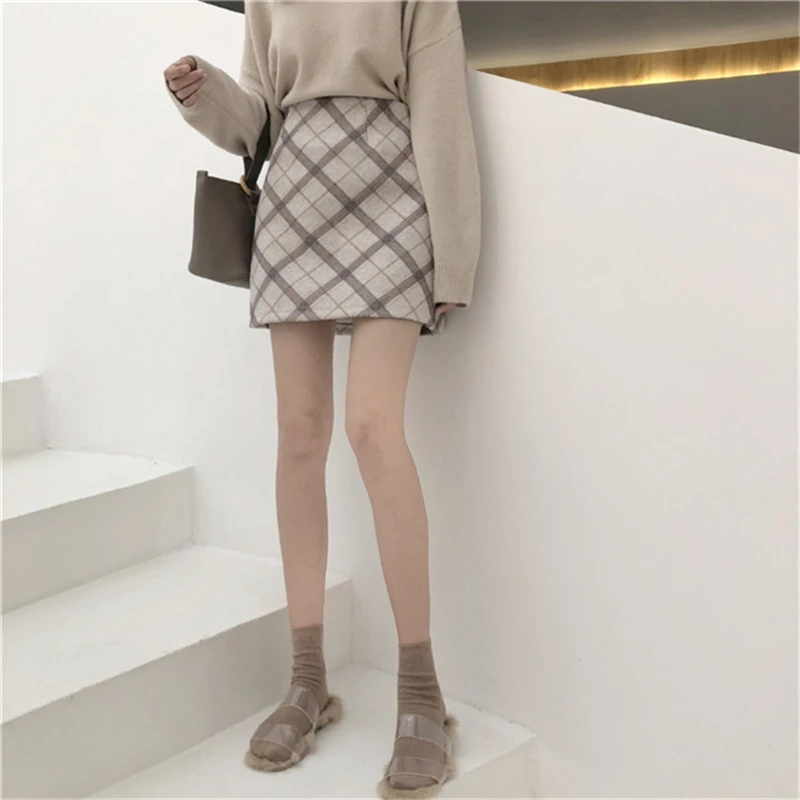 Клетчатая Женская юбка новинка 2019 приталенная тонкая Джокер клетчатая осенняя