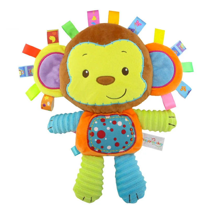 A Monkey 9 видов стилей, плюшевые погремушки для малышей, игрушки, куклы для младенцев, колокольчики для новорожденных, слон/обезьяна/кролик, животные, мягкая хлопковая игрушка - Цвет: A Monkey