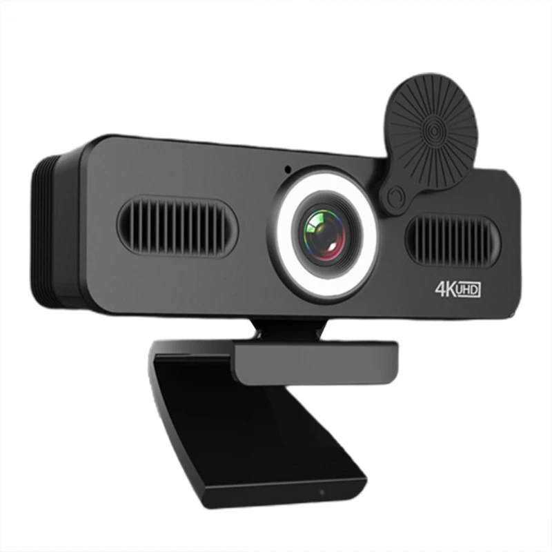 

1080P/2K/4K Beauty Fill Light Webcam with Mic Cover Speaker 120° Wide-Angle USB Plug＆Play for Live Streaming Recording