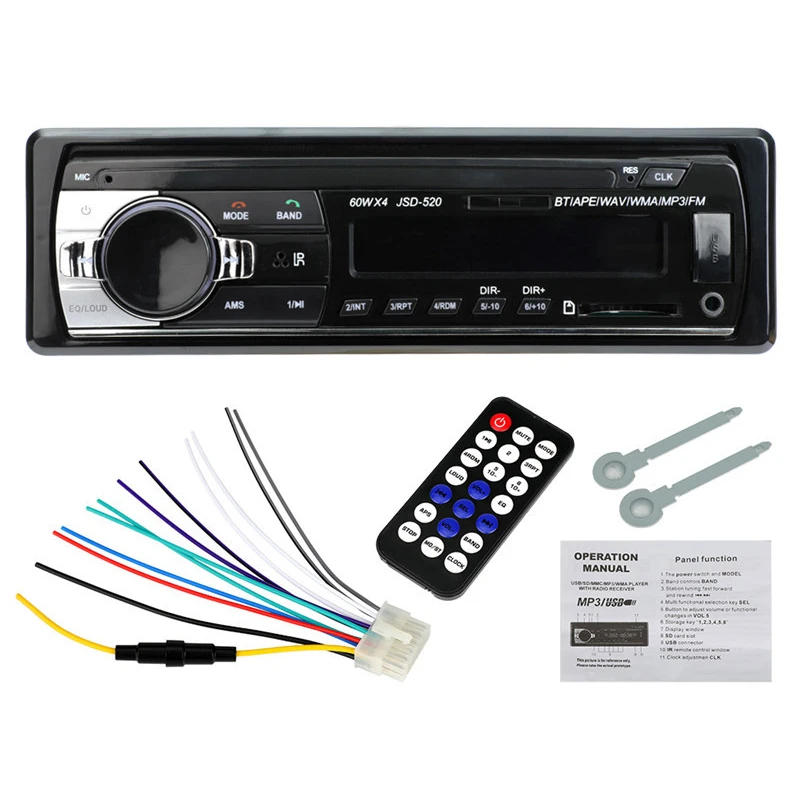 Автомагнитола с Bluetooth V2.0 12 В 1 Din FM Aux SD USB MP3 MMC WMA|MP3-плеер для авто| |