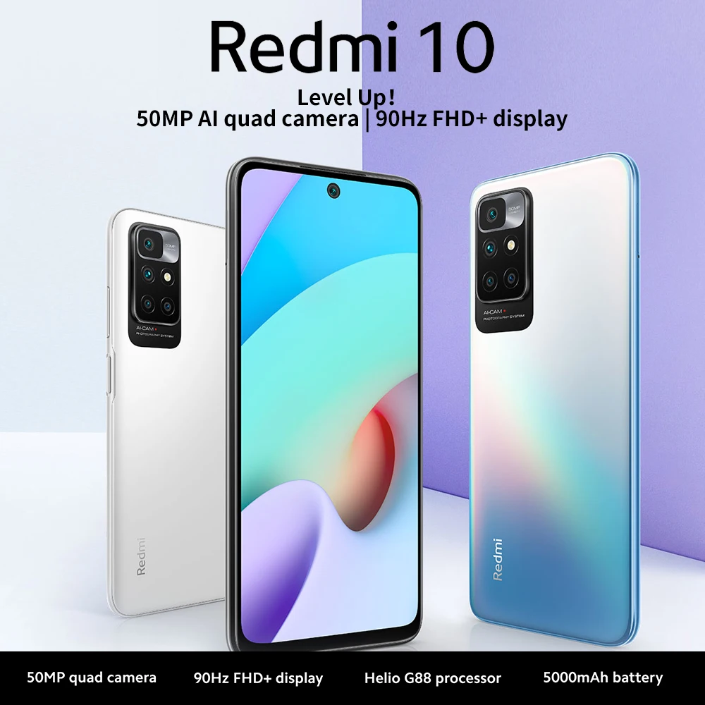 Смартфон Xiaomi Redmi 10 телефон с экраном FHD 90 Гц Восьмиядерный процессор MediaTek Helio G88