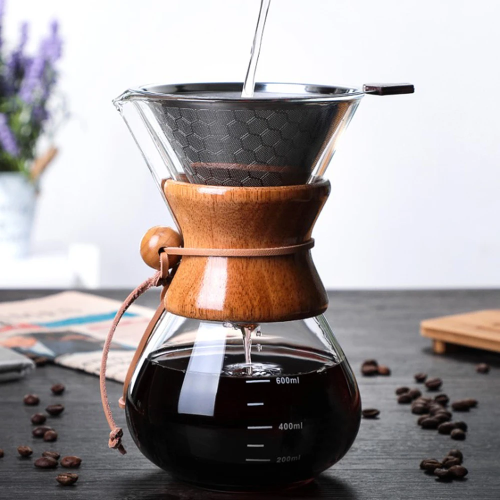 

High temperature resistant glass coffee pot coffee pot espresso machine stainless steel filter pot