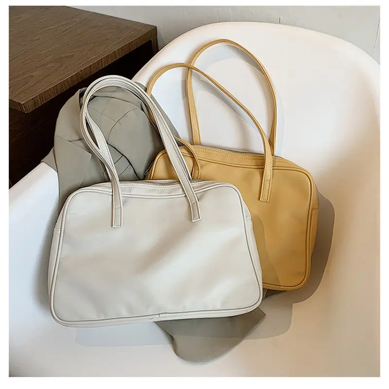 

Сумка-тоут женская из мягкой искусственной кожи, вместительный Повседневный квадратный саквояж для покупок, простые дорожные дамские сумо...