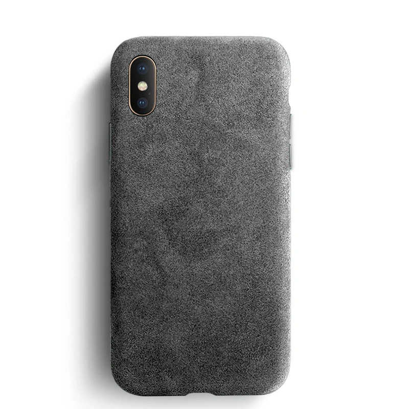 Grey SanCore для iPhone X XS Max чехол для телефона кожа Полная защита Алькантара бизнес кожа Роскошный телефон оболочка замша задняя крышка - Цвет: Grey