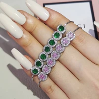 2021 new trendy green round color cz bracelet bangle for women anniversary gift jewelry wholesale s5243