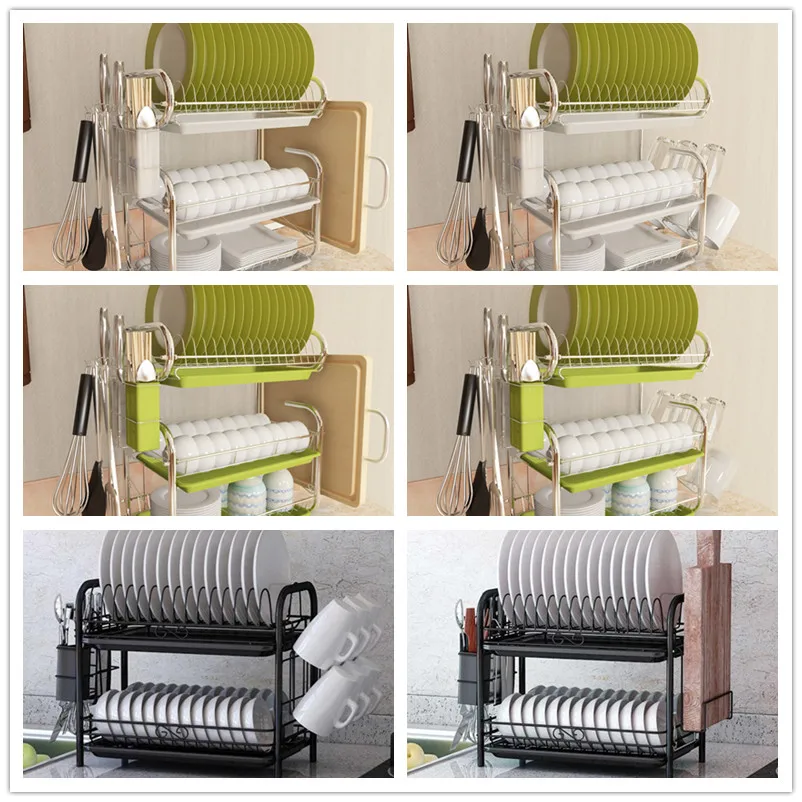 

3 яруса для сушки посуды, полка для хранения, кухонный держатель для мытья, корзина с покрытием железом, нож, раковина, сушилка для посуды, Орг...