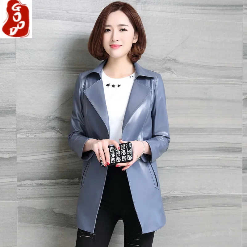 

Демисезонные женские Куртки из натуральной кожи, Женский тренчкот, верхняя одежда 2021 LPL1445