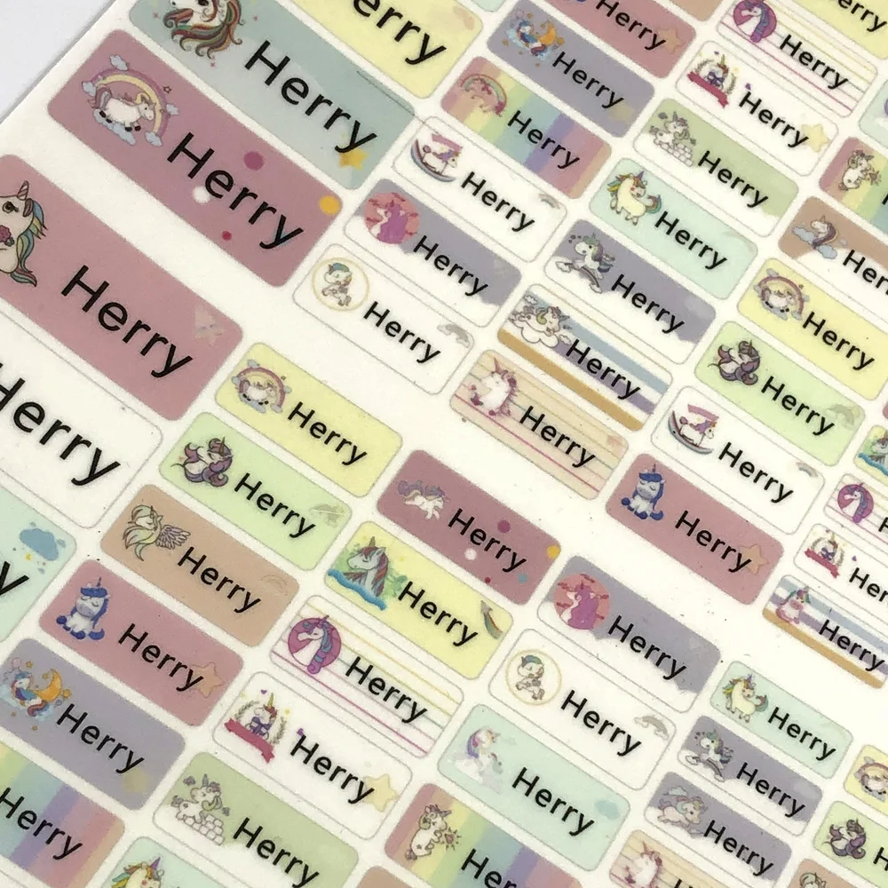 114 шт. Мультяшные наклейки с именем единорога персональные бирки для девочек на