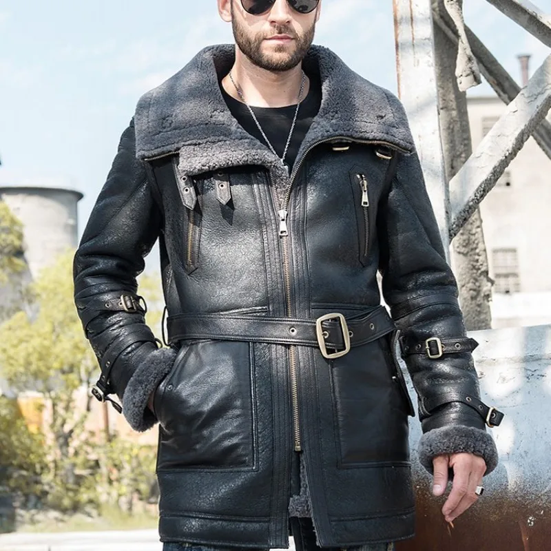 Куртка мужская зимняя из натуральной овечьей шерсти с подкладкой натурального