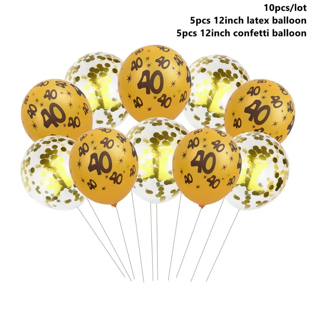 40th Balloons 2 Taoup Gold 40 одноразовая посуда для полотенец тарелка для стола одноразовая посуда для вечеринок 40th День Рождения Декор для родителей - Цвет: 40th Balloons 2