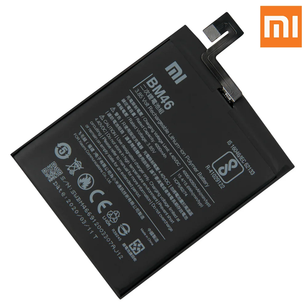 Xiao Mi оригинальная запасная батарея для телефона BM46 Xiaomi Note 3 redmi Note3 Pro аутентичная