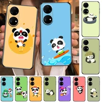 super cute panda phone case for huawei p50 p40 p30 p20 10 9 8 lite e pro plus black etui coque painting hoesjes comic fas