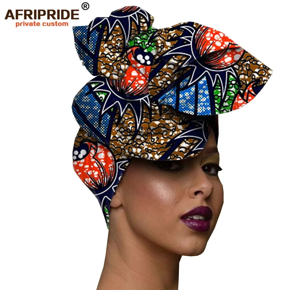 492 Африканская мода, повязка на голову для женщин, AFRIPRIDE, bazin richi, высокое качество, хлопок, воск, принт, Женская бандана A19H001 - Цвет: 492