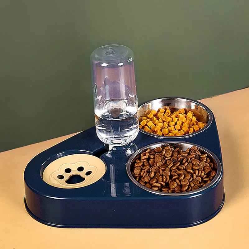 

3 in 1 Cat Bowl Automatic Pet Feeder Drinking Bowl Stainless Steel Puppy Feeding Water Dispenser for Small Large Dog Cats