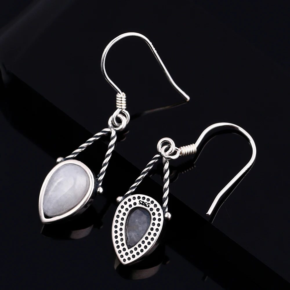 Фото Серьги-подвески из серебра 925 пробы в форме груши 6x9 №5