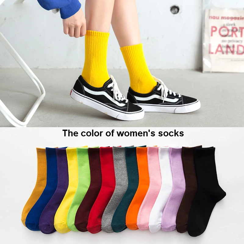

2021 New Brand Fashion Cotton Socks 5 pairs/lot Harajuku Color Hip Hop Socks Men Women Funny Socks Happy Socks Street Cool Gift