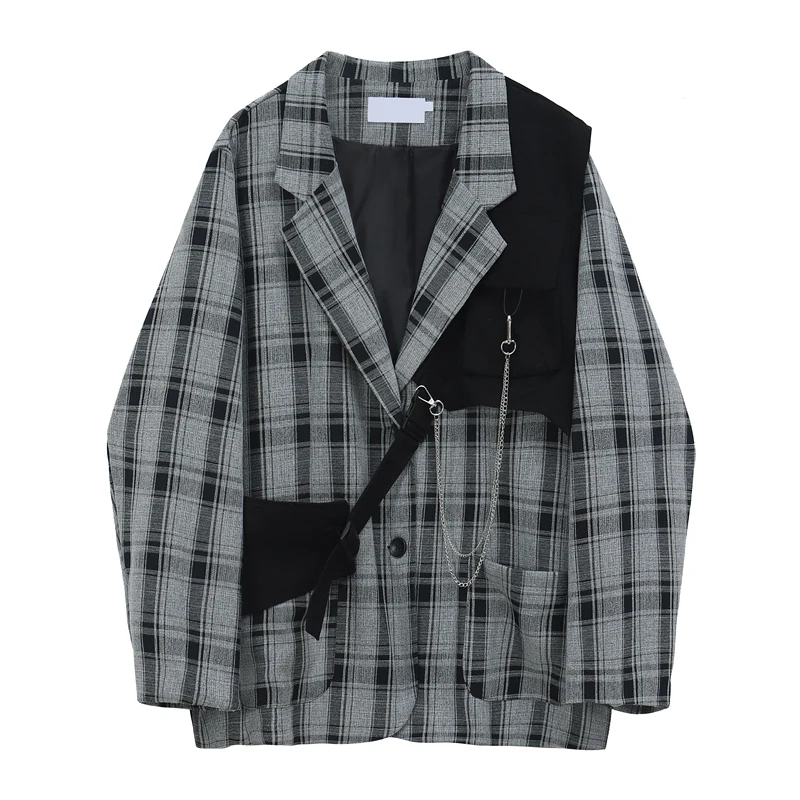 

Sister Fara New Spring Autumn Woman's V-Neck Lattice Suit Vest Two-Piece Single Row Buttons Korean Fashion Trend Long Pocket Top