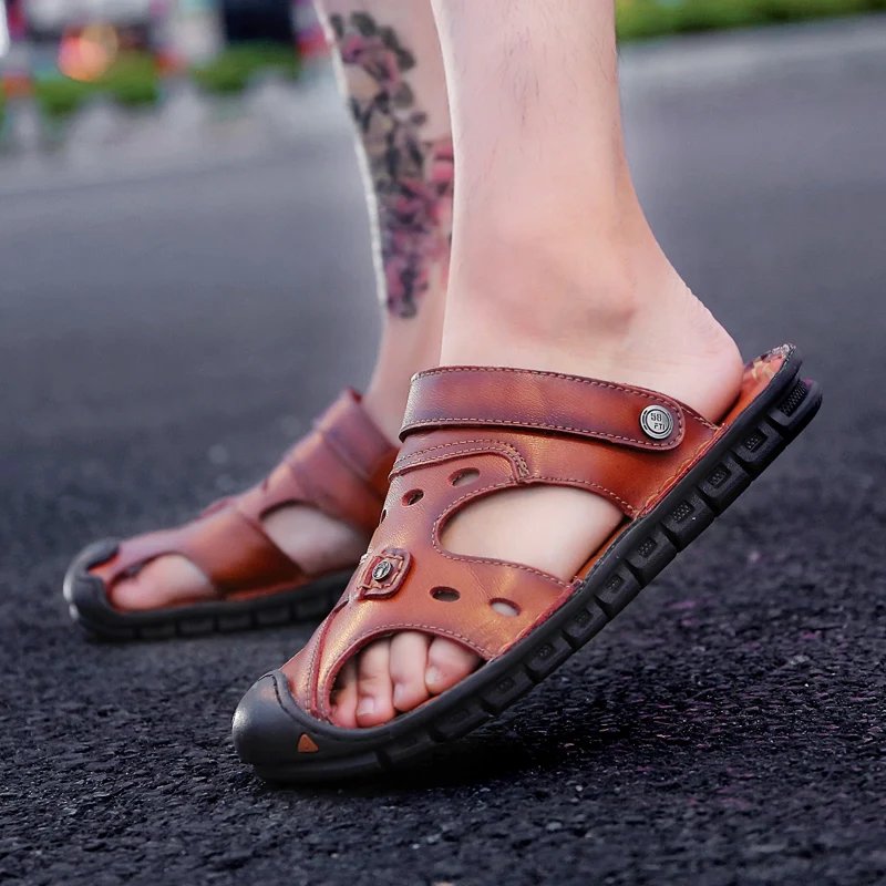 

Rubber Sandals Men Sandalias Hombre Cuero Sandalen Heren De Para Sandals Men Beach Sandal Shoes Summer Vietnam Transpirables