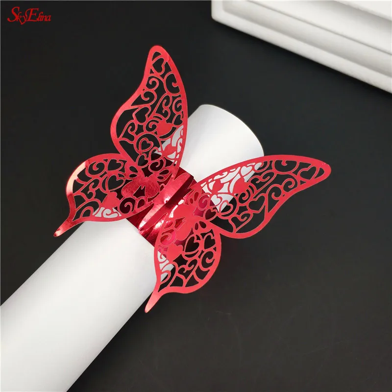 100 шт Бумага Бабочки рождественские кольца для салфеток украшение стола