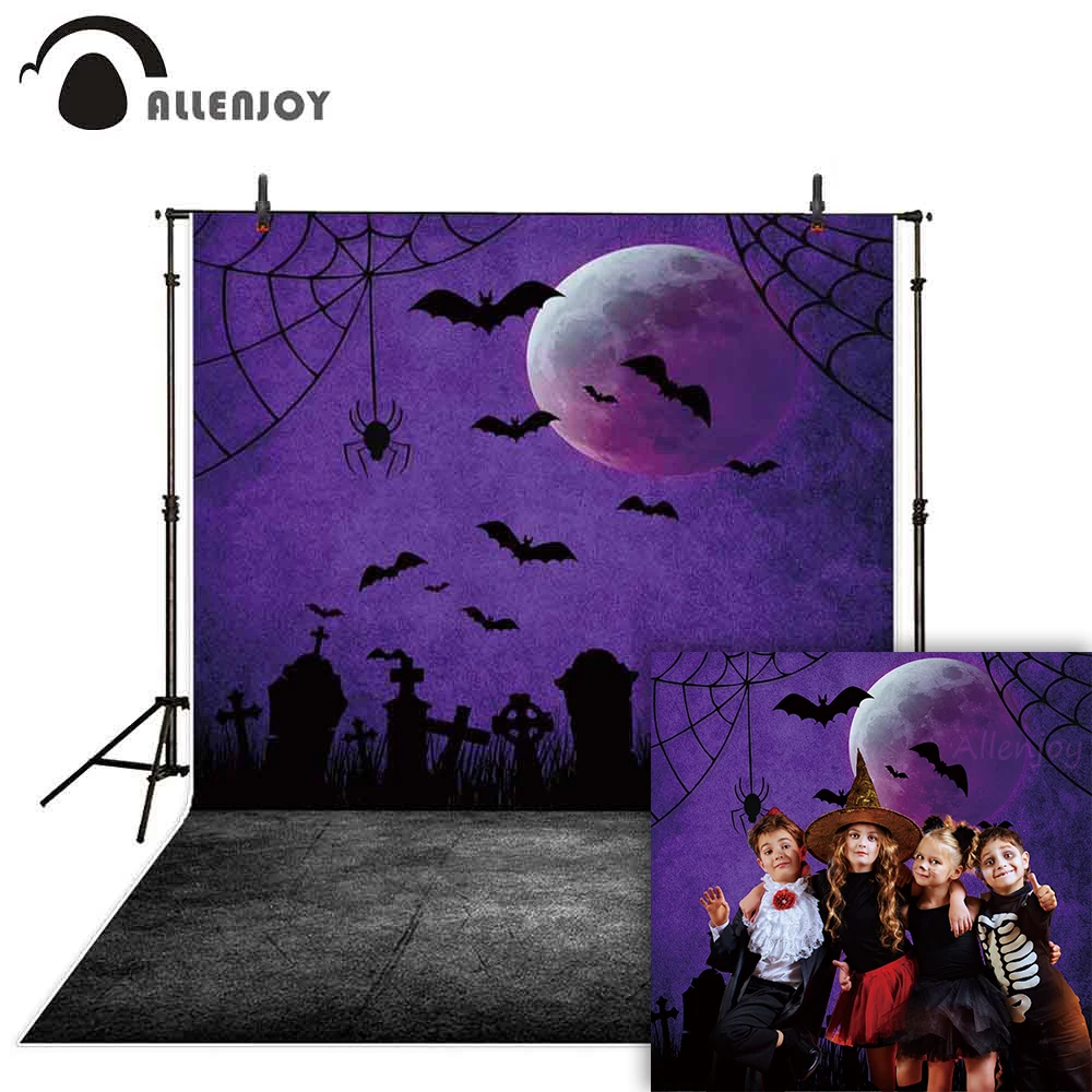 Allenjoy хэллоуин фотография фон Луна ужас ночь гробница паук летучая мышь