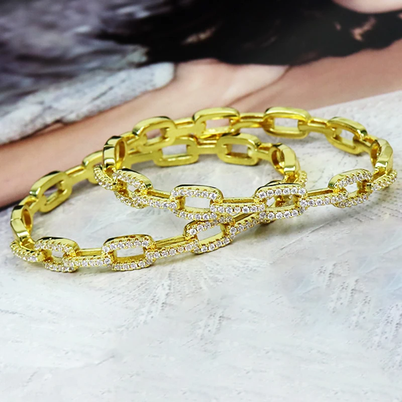 

5 шт. новый дизайн циркониевый металлический браслет полый прямоугольный Циркон ювелирные изделия талисманы браслет золотой цвет женский б...